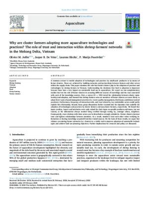 Why are cluster farmers adopting more aquaculture technologies and practices? The role of trust and interaction within shrimp farmers' networks in the Mekong Delta, Vietnam