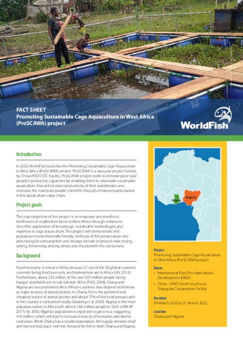 Promoting Sustainable Cage Aquaculture in West Africa (ProSCAWA) project