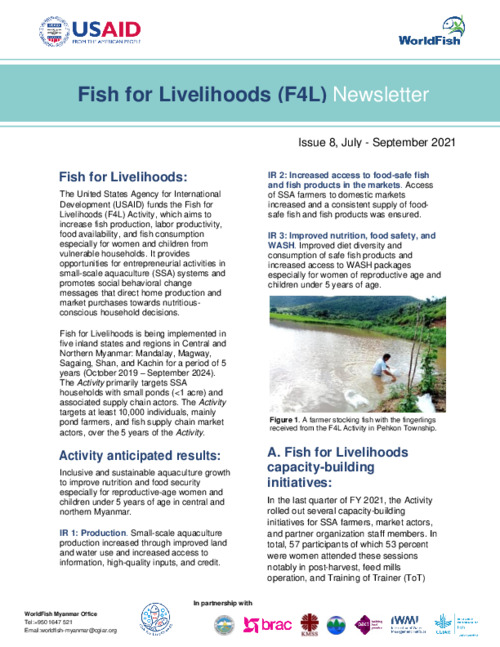 Fish for Livelihoods Newsletter (Jul - Sep 2021)