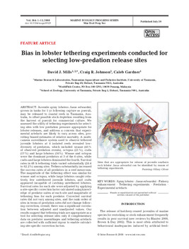 Bias in lobster tethering experiments conducted for selecting low-predation release sites