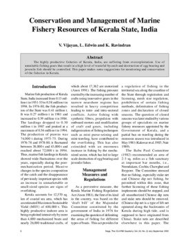 Conservation and management of marine fishery resources of Kerala State, India