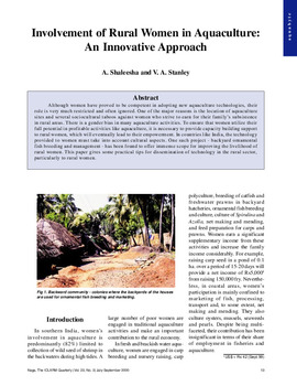 Involvement of rural women in aquaculture: an innovative approach