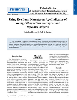 Using eye lens diameter as age indicator of young Lithognathus mormyrus and Diplodus vulgaris