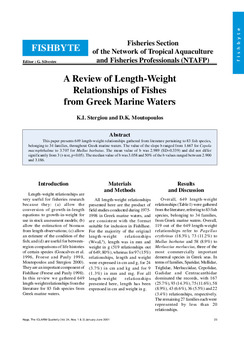 A review of length-weight relationships of fishes from Greek marine waters