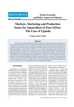 Markets, marketing and production issues for aquaculture in East Africa: the case of Uganda