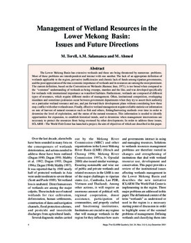 Management of wetland resources in the lower Mekong Basin: issues and future directions