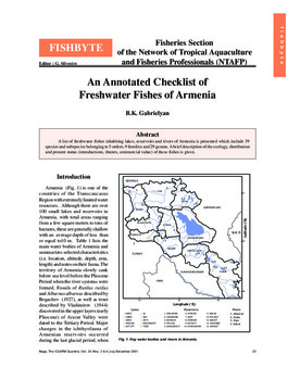 An annotated checklist of freshwater fishes of Armenia
