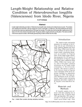 Length-weight relationship and relative condition of Heterobranchus longifilis (Valenciennes) from Idodo River, Nigeria