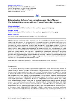Liberalization reform, "Neo-centralism", and black market: the political diseconomy of Lake Nasser fishery development