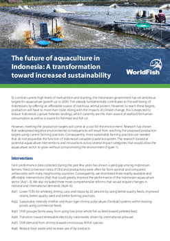 The future of aquaculture in Indonesia: A transformation toward increased sustainability