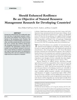 Should enhanced resilience be an objective of natural resource management research for developing countries
