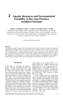 Aquatic resources and environmental variability in Bac Lieu Province (Southern Vietnam)