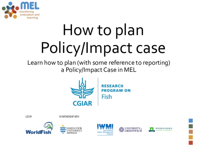 Guideline on how to plan Policy and Impact cases  through the MEL platform