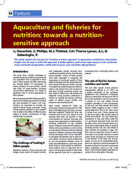 Aquaculture and fisheries for nutrition: Towards a nutrition-sensitive approach