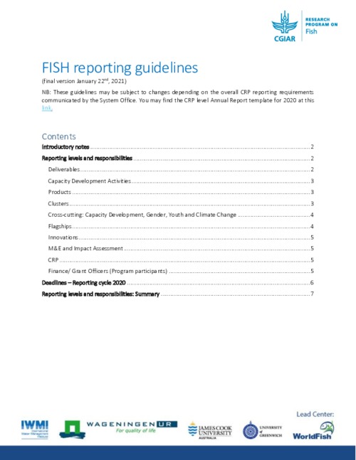 FISH Research Program:  Reporting Guidelines 2020