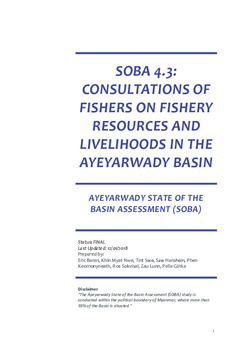 Consultation of fishers on fishery resources and livelihoods in the Ayeyarwady Basin