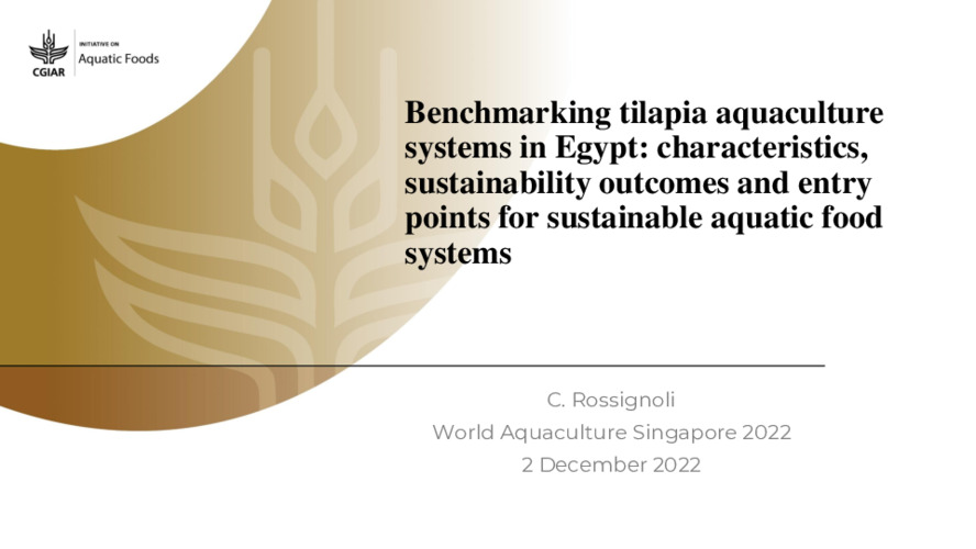 Benchmarking tilapia aquaculture systems in Egypt: characteristics, sustainability outcomes and entry points for sustainable aquatic food systems