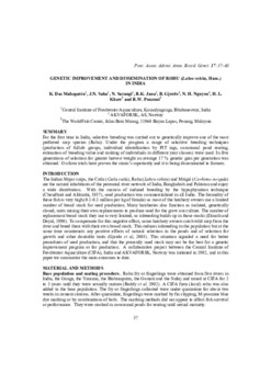 Genetic improvement and dissemination of rohu (labeo rohita, Ham.) in India