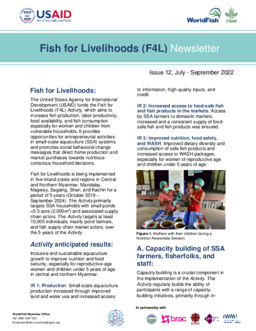 Fish for Livelihoods (F4L) Newsletter (Jul - Sep 2022)