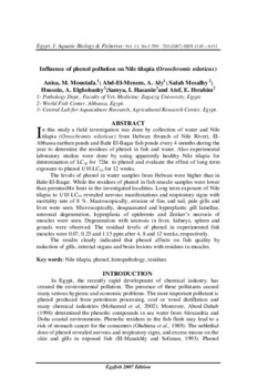 Influence of phenol pollution on Nile tilapia (Oreochromis niloticus)