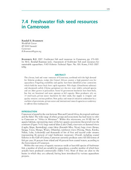 Freshwater fish seed resources in Cameroon