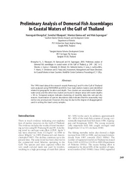 Preliminary analysis of demersal fish assemblages in coastal waters of the Gulf of Thailand