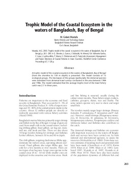 Trophic model of the coastal ecosystem in the waters of Bangladesh, Bay of Bangal