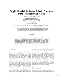 Trophic model of the coastal fisheries ecosystem of the southwest coast of India