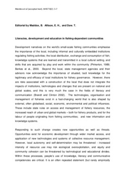 Literacies, development and education in fishing-dependent communities (editorial)