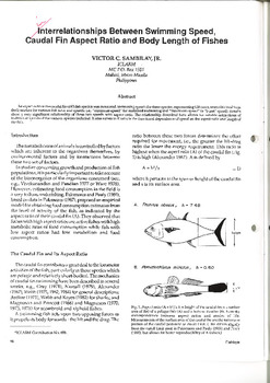 Interrelationships between swimming speed, caudal fin aspect ratio and body length of fishes