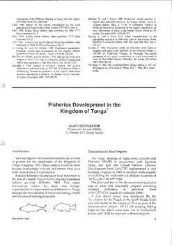 Fisheries development in the Kingdom of Tonga
