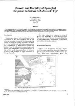 Growth and mortality of spangled emperor Lethrinus nebulosus in Fiji