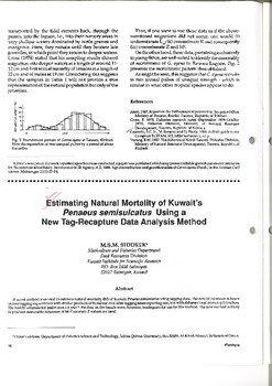 Estimating natural mortality of Kuwait's Penaeus semisulcatus using a new tag-recapture data analysis method