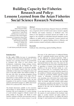 Building capacity for fisheries research and policy: lessons learned from the Asian fisheries social science research network