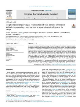 Morphometric length-weight relationships of wild penaeid shrimps in Malindi-Ungwana Bay: Implications to aquaculture development in Kenya