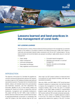 Lessons learned and best practices in the management of coral reefs