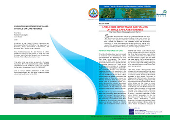 Livelihood importance and values of Tonle Sap Lake fisheries