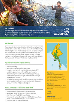 MYCulture: Promoting Sustainable Growth of Aquaculture in Myanmar to Improve Food Security and Income for Communities in the Ayeyarwady Delta and Central Dry Zone