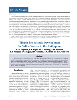 Tilapia broodstock development for saline waters in the Philippines