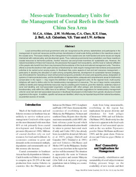 Meso-scale transboundary units for the management of coral reefs in the South China Sea area