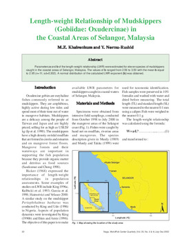 Length-weight relationship of mudskippers (Gobiidae: Oxudercinae) in the coastal areas of Selangor, Malaysia