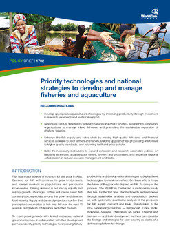 Priority technologies and national strategies to develop and manage fisheries and aquaculture