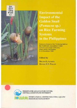 Environmental impact of the golden snail (Pomacea sp.) on rice farming systems in the Philippines