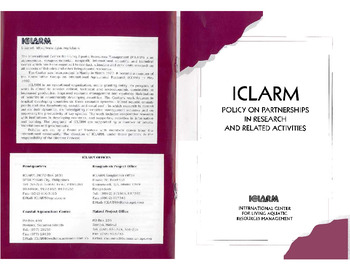 ICLARM policy on partnerships in research and related activities