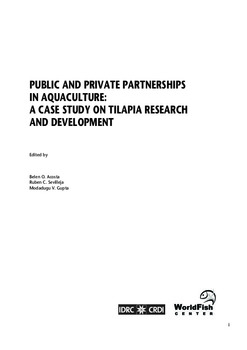 Public and private partnerships in aquaculture : a case study on tilapia research and development