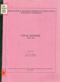 Agricultural Research Project-II (Supplement) fisheries component: final report