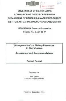 Management of the fishery resources in Sierra Leone: assessment and recommendations