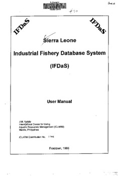 Sierra Leone Industrial Fishery Database System (IFDaS) : user manual