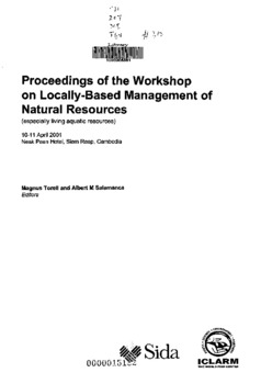 Proceedings of the workshop on locally-based management of natural resources (especially living aquatic resources)