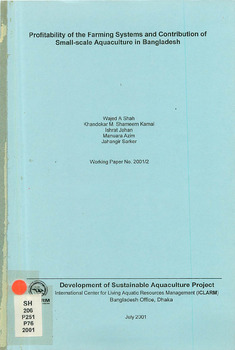Profitability of the farming systems and contribution of small-scale aquaculture in Bangladesh